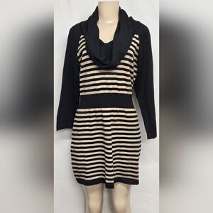 Metaphor XL Missy Cowl Neck Sweater Striped Tunic / Dress Knit Long Sleeve